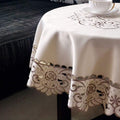 Round Damask Lace Tablecloth 90 in - Elegant Wrinkle Free Cover