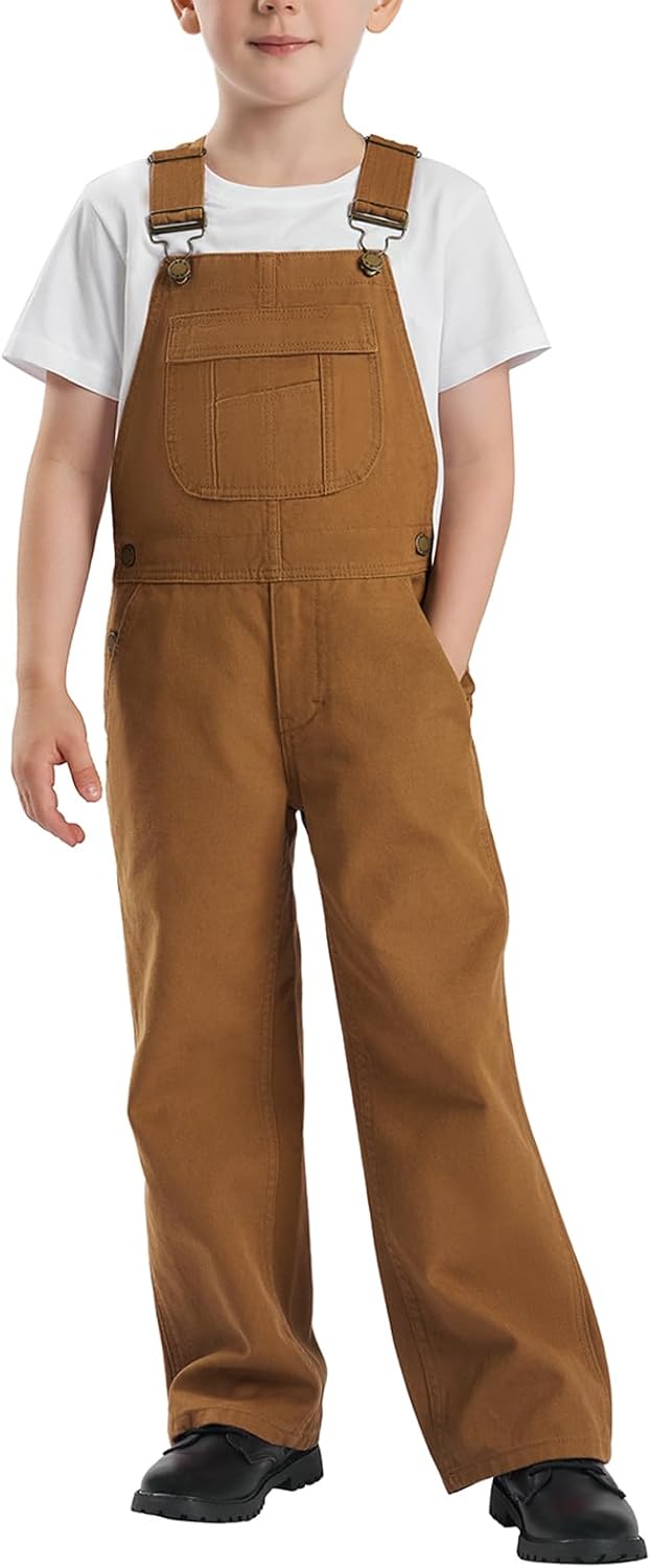 HISEA Boys' Denim Overalls for Kids - Adjustable Blue Jean Bibs