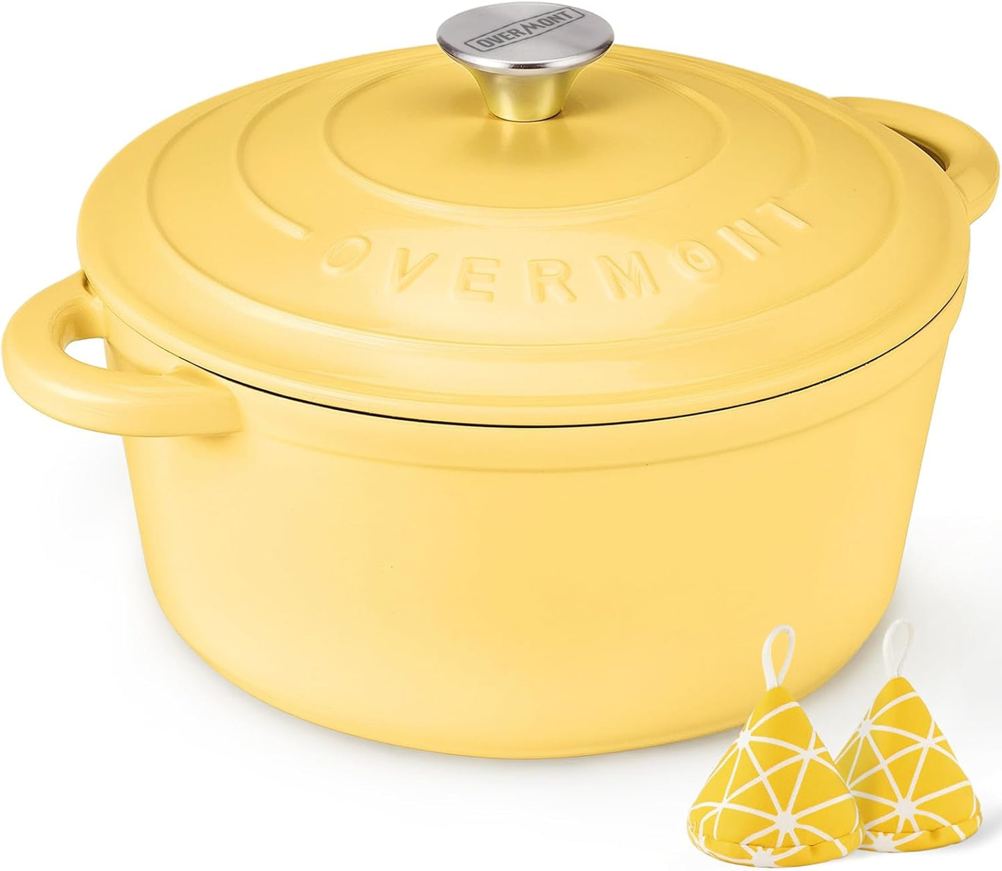 Overmont Enameled Cast Iron Dutch Oven - 5.5QT Heavy-Duty Pot