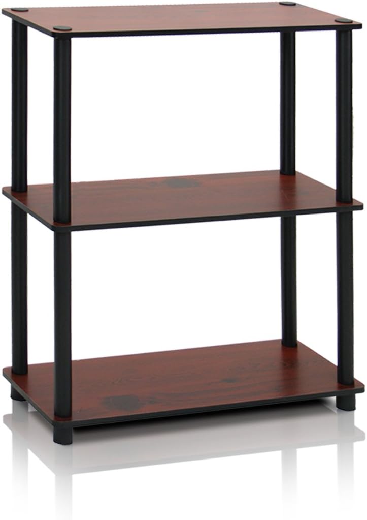 Furinno 3-Tier Compact Shelf Rack - Dark Cherry
