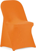 Orange Spandex Folding Chair Covers 12 Pack - Stretch Fit for Events