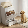 Dog Feeding Station with Storage Cabinet for Medium & Large Dogs
