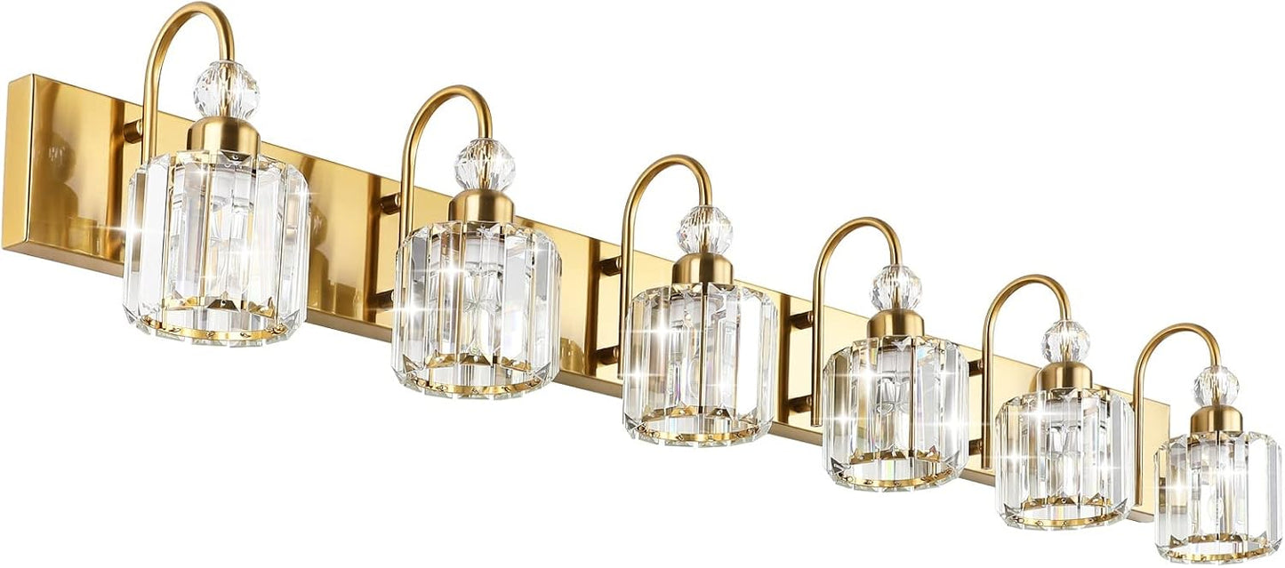 Ralbay Gold Crystal Vanity Lights for Bathroom - Modern Elegance