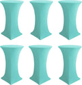 Aqua Blue Spandex Cocktail Table Covers 6 Pack - Stretch Fitted
