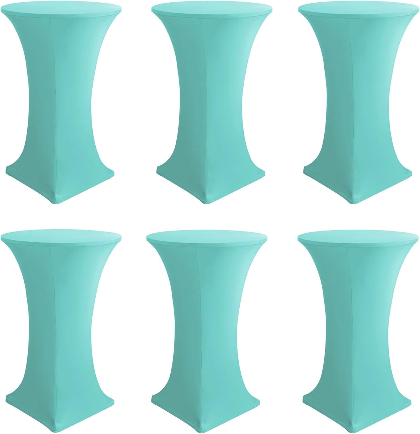 Aqua Blue Spandex Fitted Cocktail Table Covers for Events