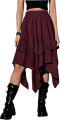 Verdusa Renaissance Flowy Fairy Skirt Asymmetrical Midi - Flowy A Line