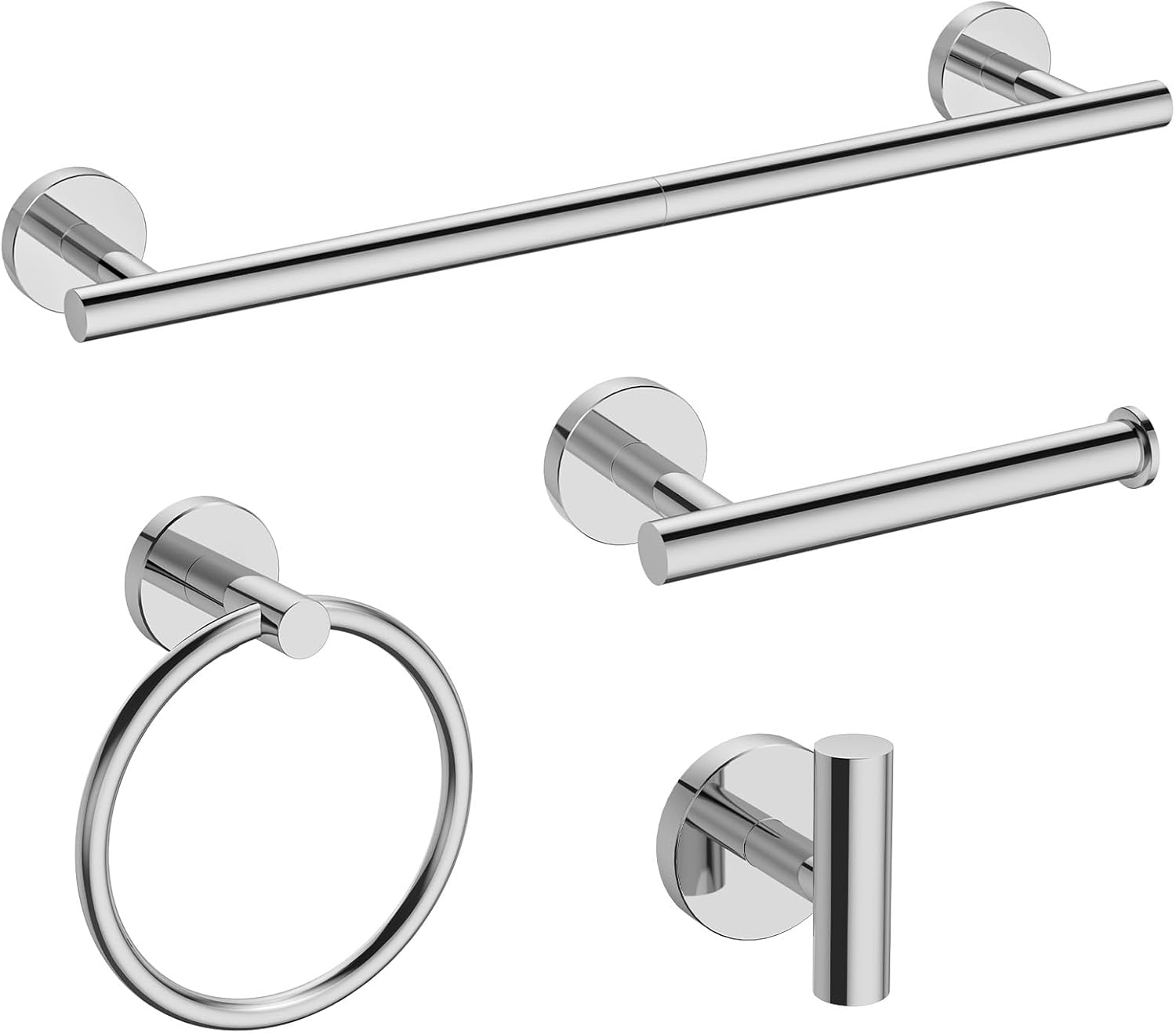USHOWER Polished Chrome Bathroom Accessories Set for Modern Spaces