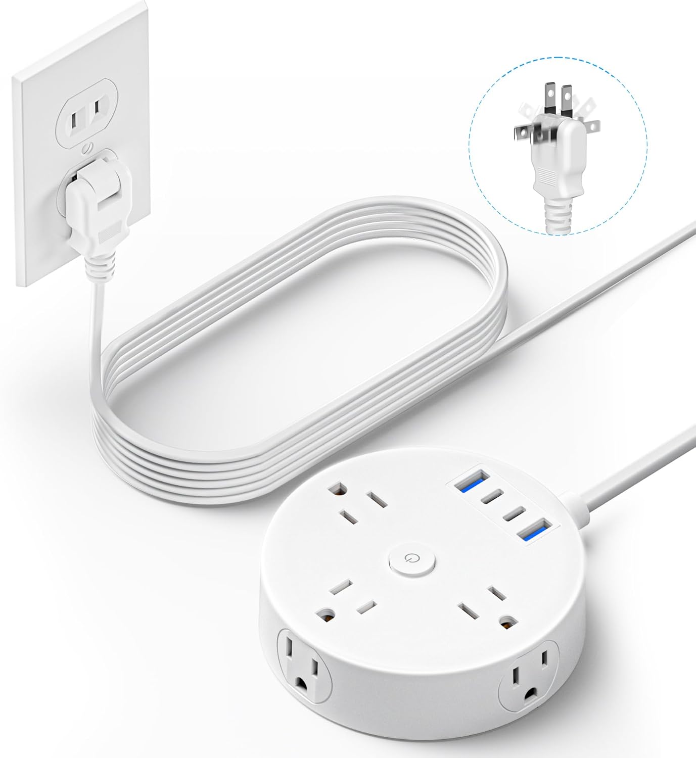Yozisital 10FT Power Strip w/ USB C - Surge Protector & Outlet Adapter