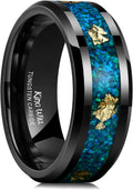 King Will Mens Wedding Band Foils Inlay Tungsten Ring - Glowstone Look