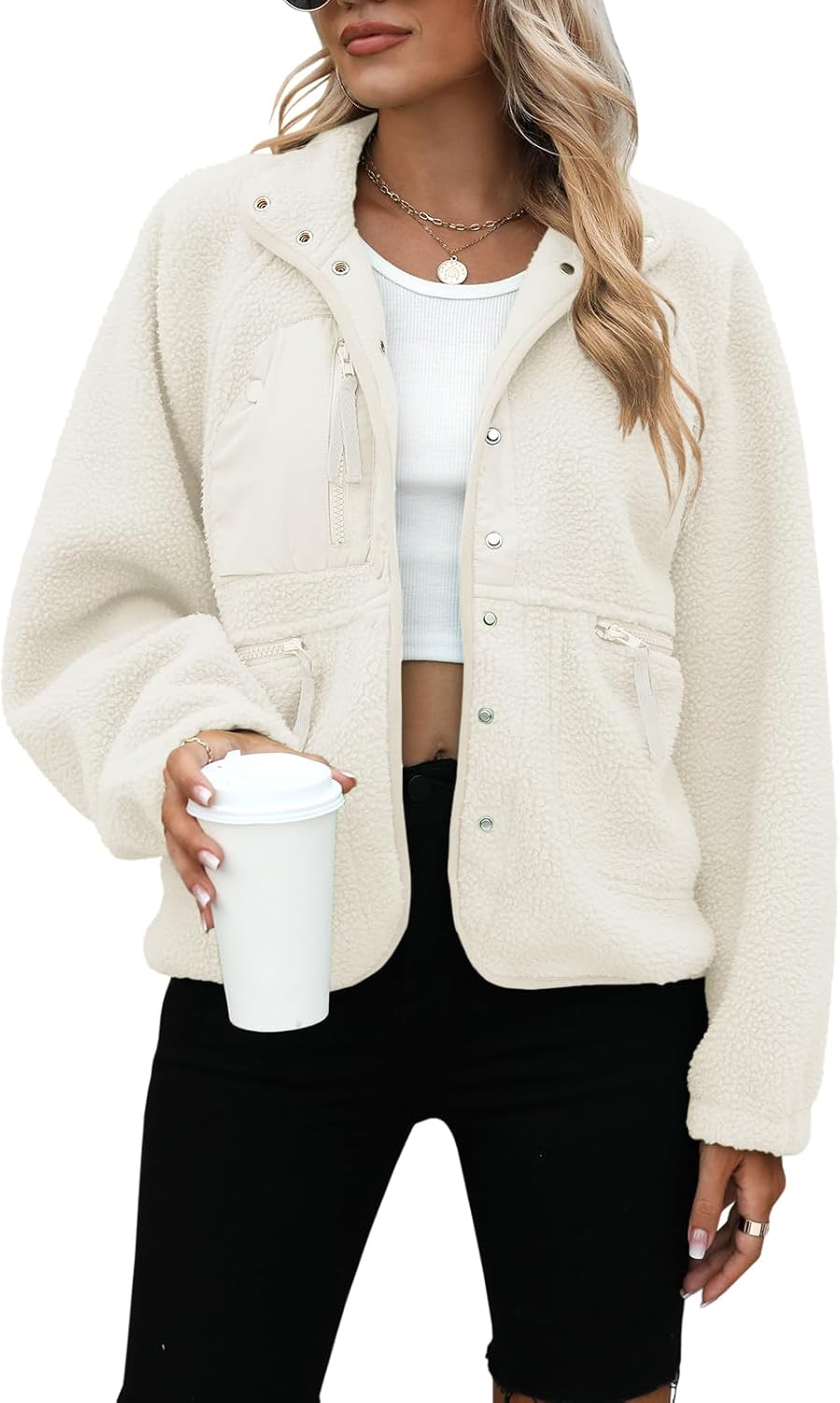 Yanekop Womens Fleece Jacket - Cozy Sherpa Winter Outerwear