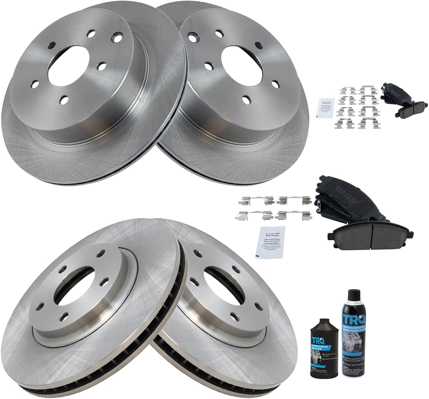 TRQ Front and Rear Brake Pad & Rotor Kit for Nissan Quest