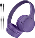 Belkin Kids Wireless Headphones: Safe Volume, Long Battery - Purple