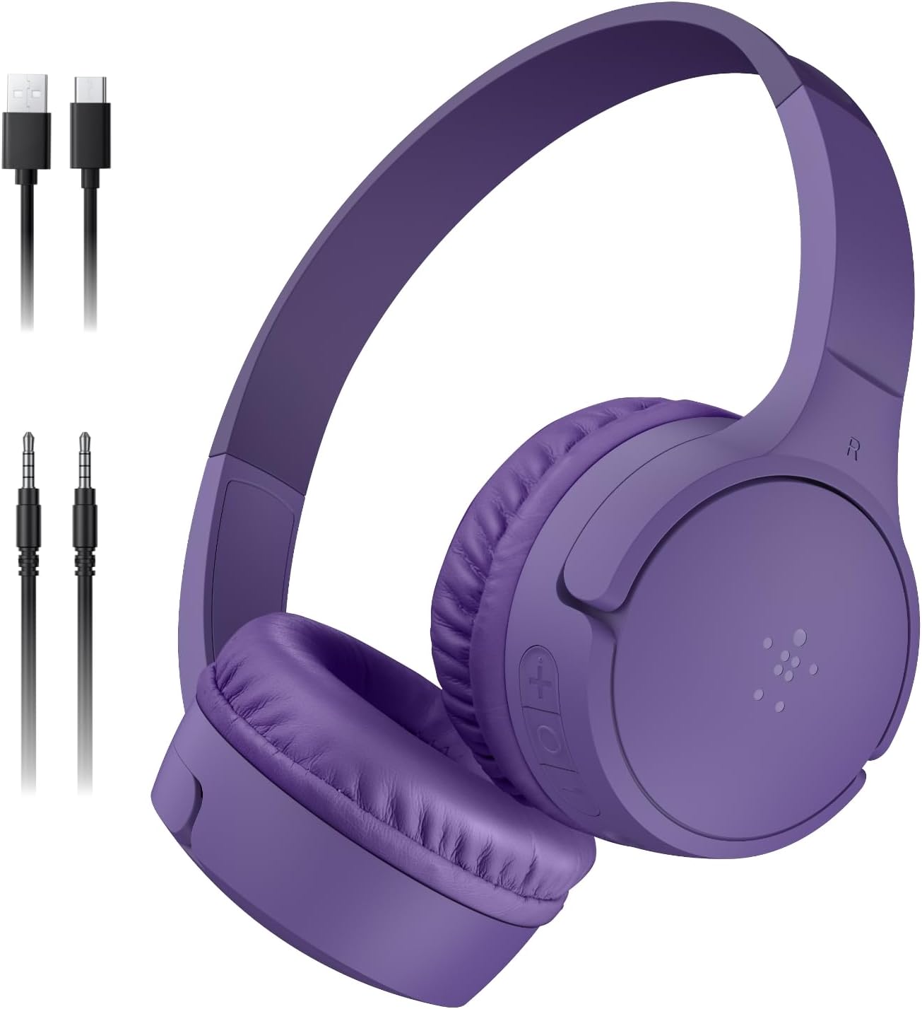 Belkin Kids Wireless Headphones: Safe Volume, Long Battery - Purple