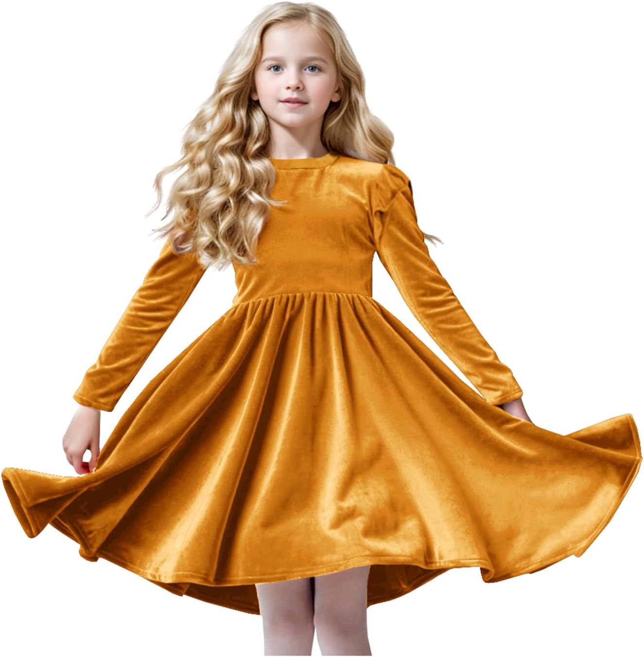 Girls Velvet Dress with Ruffled Sleeves for All Occasions