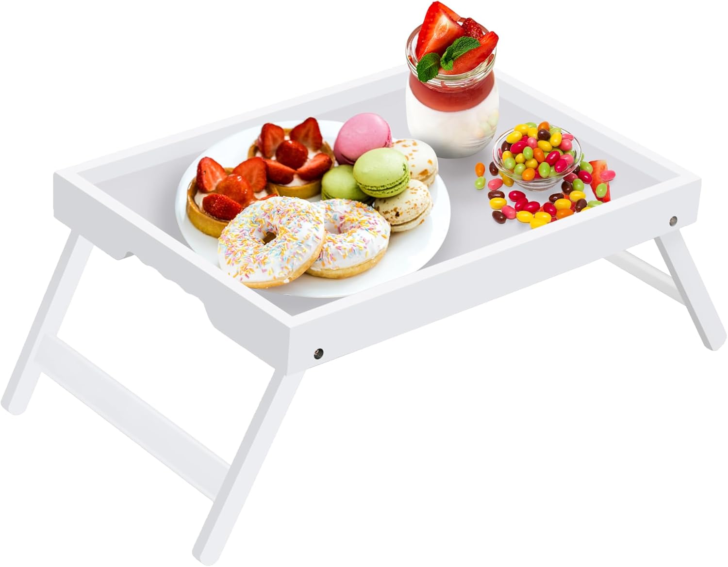 Artmeer Bamboo Bed Tray Table for Breakfast and Laptop Use