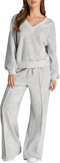 Herseas Women 2 Piece Outfits: Casual V Neck Tracksuit