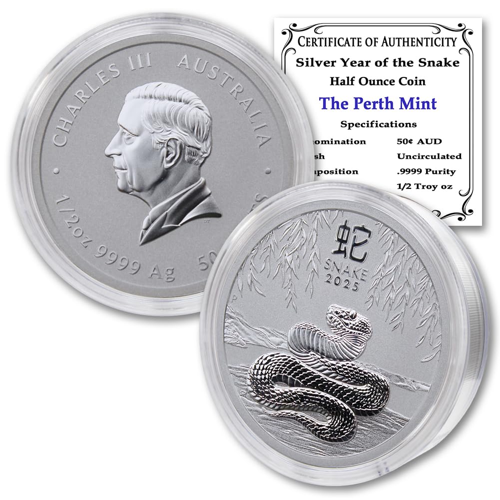 2025 P 1/2 oz Silver Australian Lunar Series III Snake Coin in Capsule