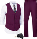 JPF Men's Tailored Slim Fit Suit Set with Coordinating Vest and Tie