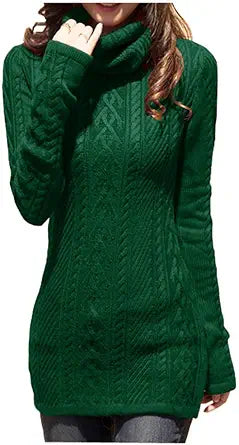 v28 Women Polo Neck Long Slim Fitted Dress Bodycon Sweater