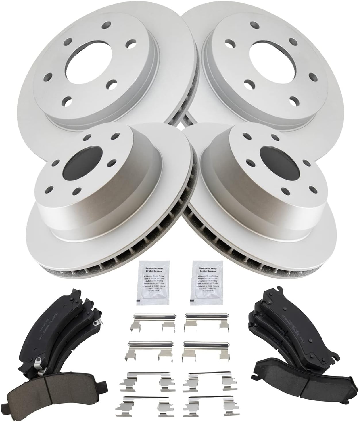 TRQ Ceramic Brake Pad & Coated Rotor Kit for Chevy Express