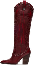 Knee High Cowboy Boots for Women Pointed Toe Chunky Heels - Stylish 35