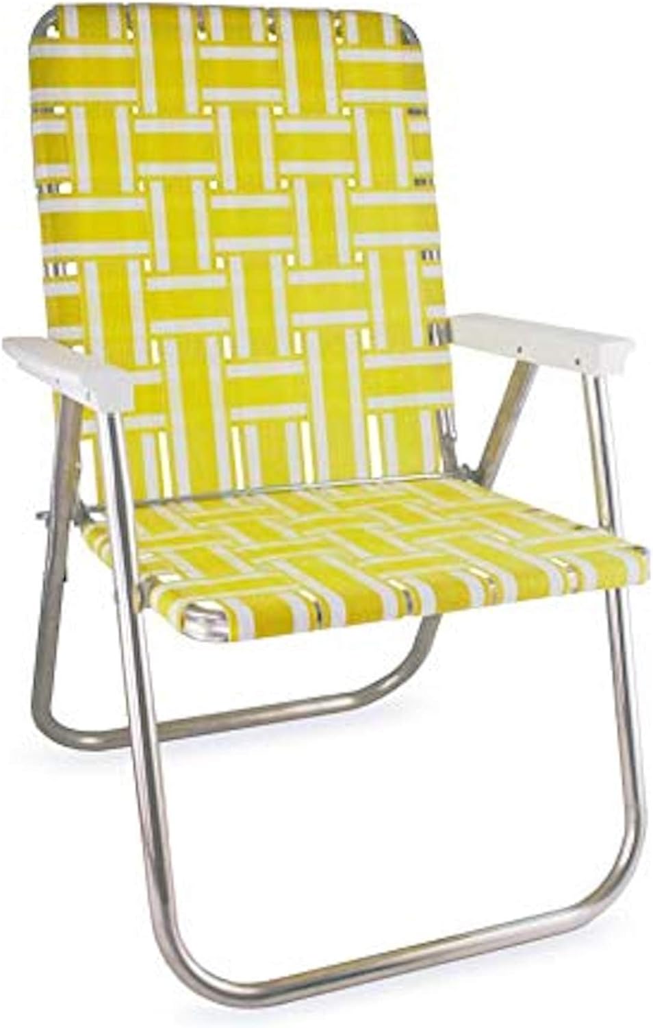 Folding Aluminum Outdoor Patio Lawn Chair - Classic Yellow & White