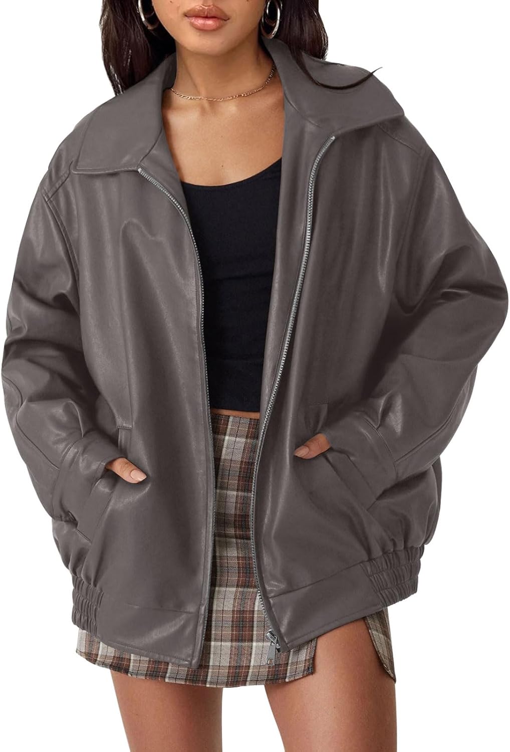 Oversized Faux Leather Jackets for Women - Trendy Fall Fashion