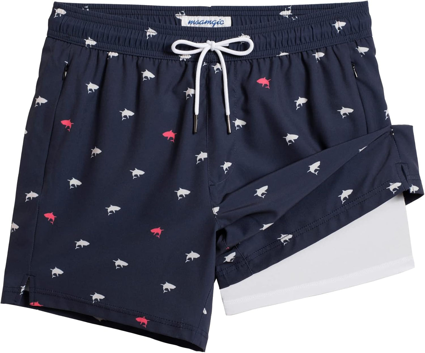 maamgic Mens Swim Trunks with Compression Liner for Comfort