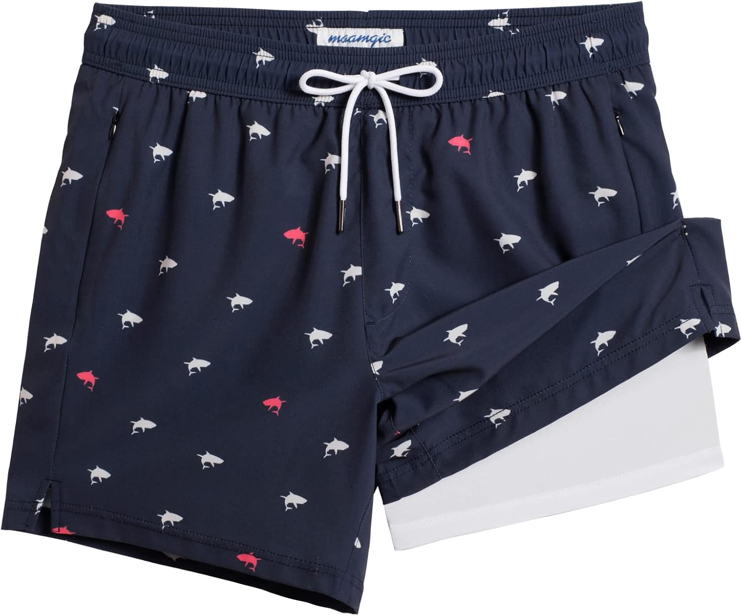 maamgic Mens Swim Trunks with Compression Liner for Comfort
