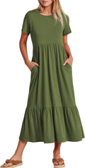 ANRABESS Womens 2025 Summer Casual Maxi Dress - Flowy Tiered Beach