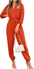 Women's V Neck Long Sleeve Jumpsuit Romper - Dressy Casual Utility