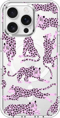 MOSNOVO Case for iPhone 16 Pro Clear Pink Leopard - Drop Protection