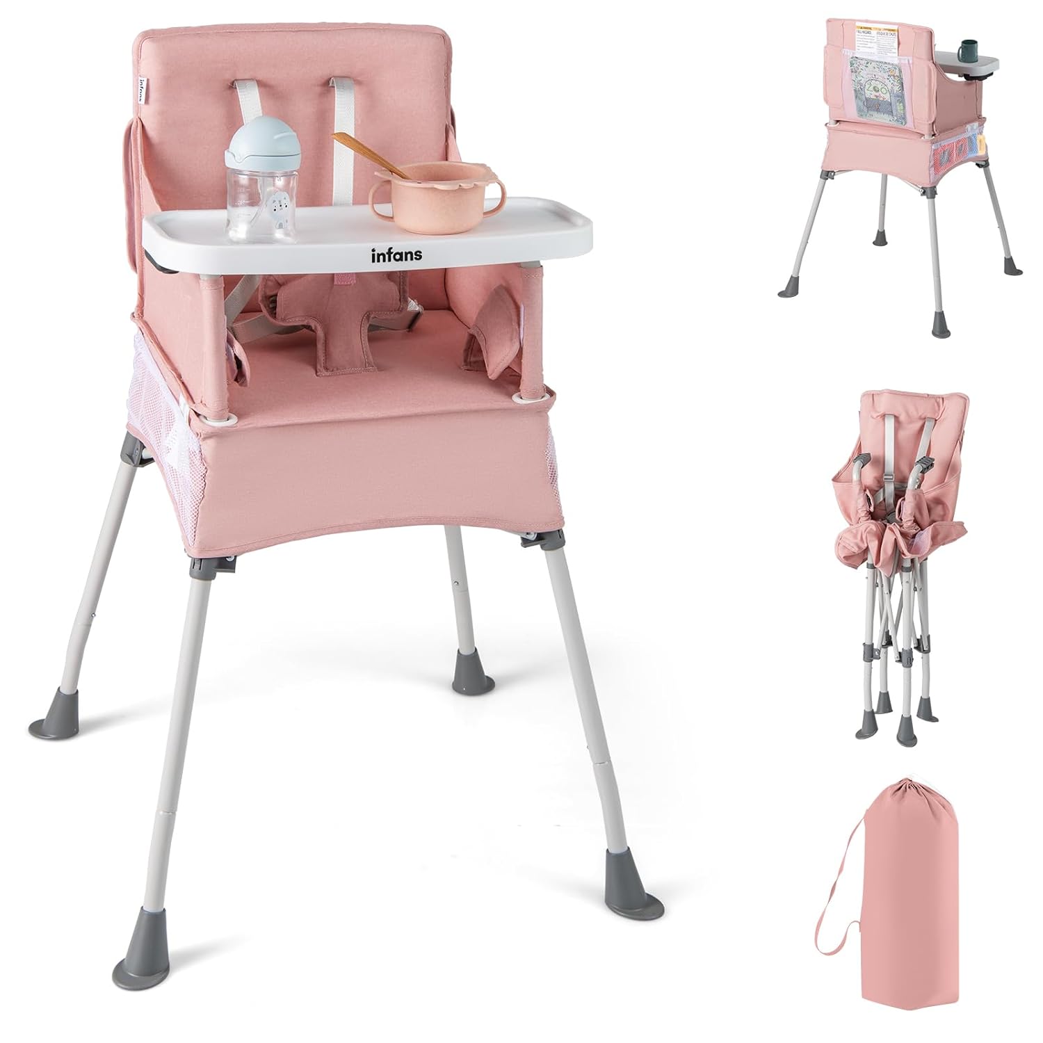 INFANS Foldable Portable High Chair for Babies and Toddlers