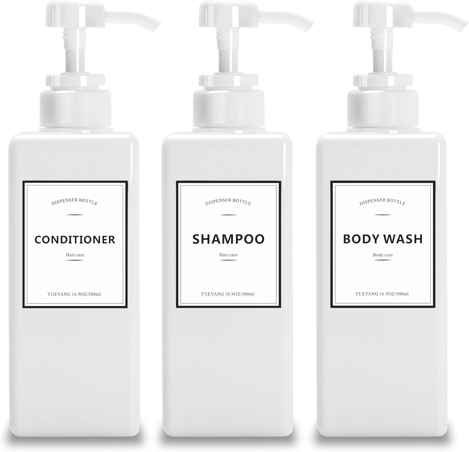 YUEYANG White Shampoo Dispenser Trio - Pump for Easy Use!