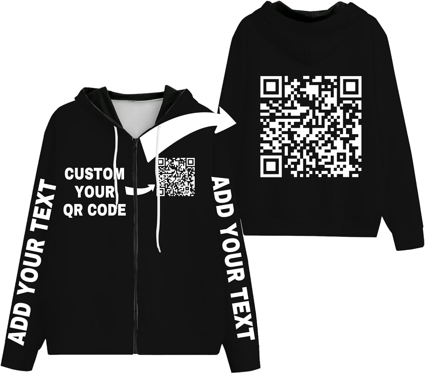 Custom QR-Code Zip Hoodie: Scan for Smiles!