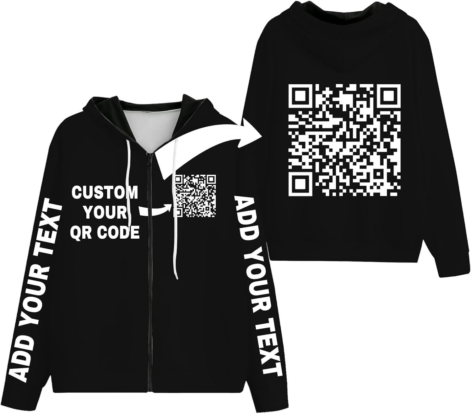 Custom QR-Code Zip Hoodie: Scan for Smiles!