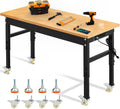 60in Adjustable Workbench on Wheels - Heavy-Duty 2000 lb Workstation