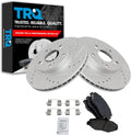 TRQ Performance Brake Rotor Drilled Slotted & Posi Ceramic Pad Front