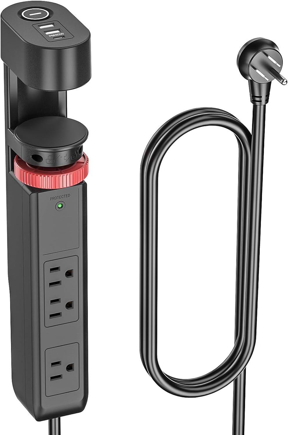 Desk Clamp Power Strip with USB-C and 20W Fast Charging