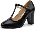 Women's T-Strap Mary Jane Pumps High Block Chunky Heel - Elegant