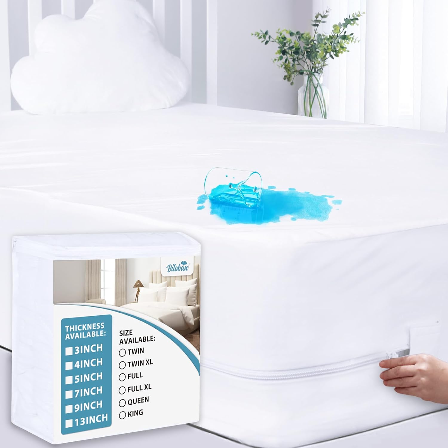 Waterproof Mattress Protector for King Size with Zippered Cover
