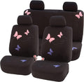 FH Group Full Set Butterfly Cloth Car Seat Covers - Universal Fit
