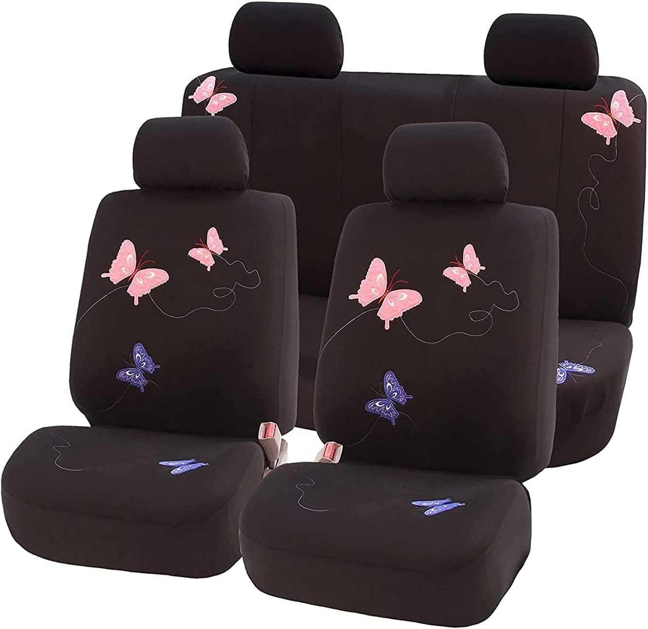 FH Group Full Set Butterfly Cloth Car Seat Covers for All Vehicles