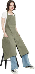 Pottery Split-Leg Long Cotton Apron for Men and Women - 3 Pockets