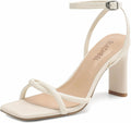 Womens Sandals Square Open Toe Strappy Heels - Comfortable Chic