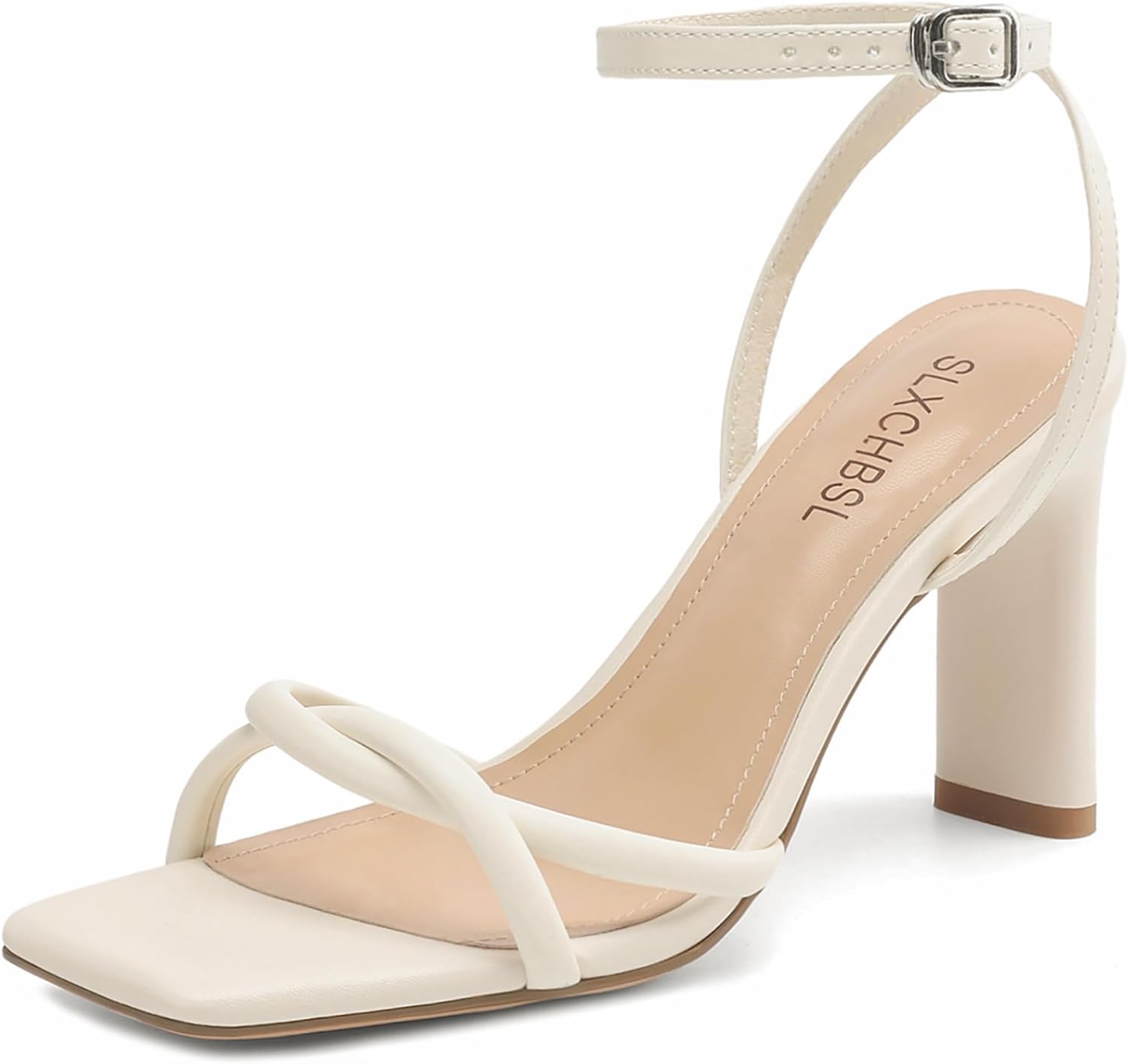Womens Sandals Square Open Toe Strappy Heels for Comfort