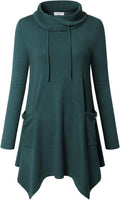Fall Sweaters for Women Cowl Neck Long Asymmetrical Tunic - Cozy Fit