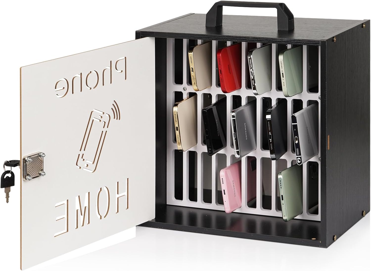 Cell Phone Holder Classroom 33 Slots Wooden Storage Cabinet