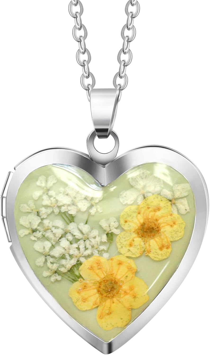 Handmade Heart Shaped Dried Pressed Forget Me Not Flower Locket
