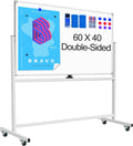 Mobile Whiteboard on Wheels 60 x 40 - Double-Sided Rolling Dry Erase